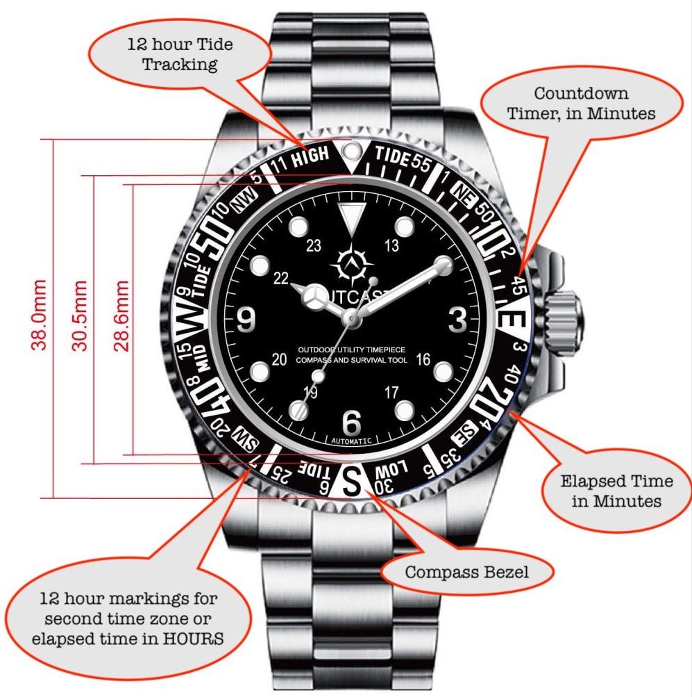 O.U.T.C.A.S.T. Sloped Ceramic Bezel Insert (Multi-Function, 30.5mmx38mm)